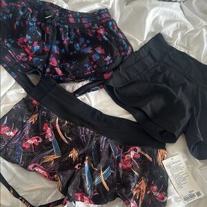 Floral and Black Athletic Shorts Set